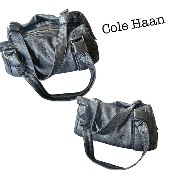 Cole Haan Black Leather Tote Handbag Purse - Picture 1 of 5